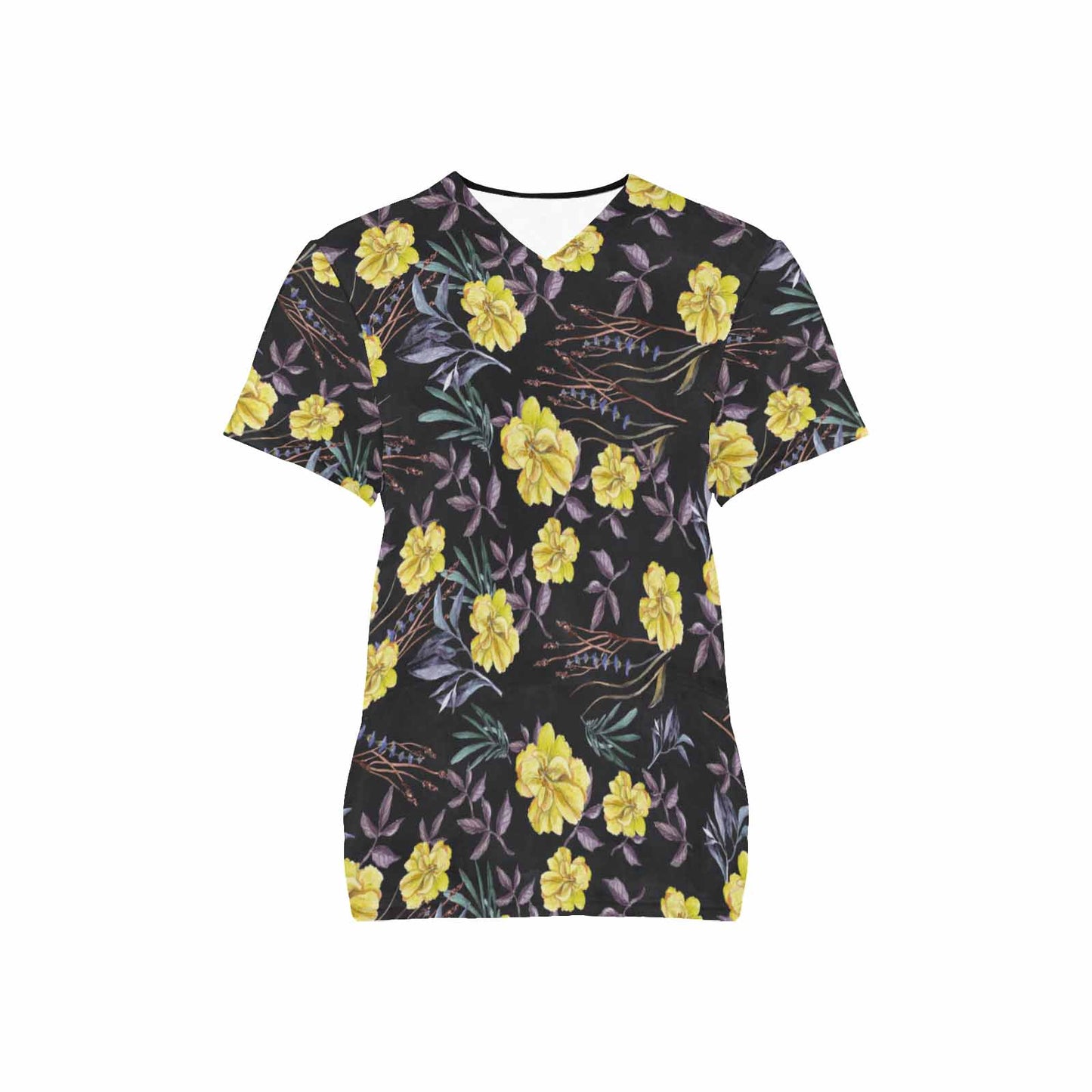 Yellow Iris   Women's V Neck Scrub Top Nurse Uniform with Deep Front Pockets