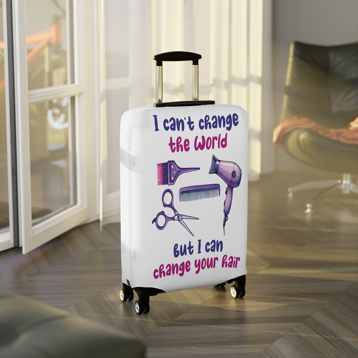 Luggage Cover, Hairdresser, I can't change the world but I can change your Hair, awd-1068