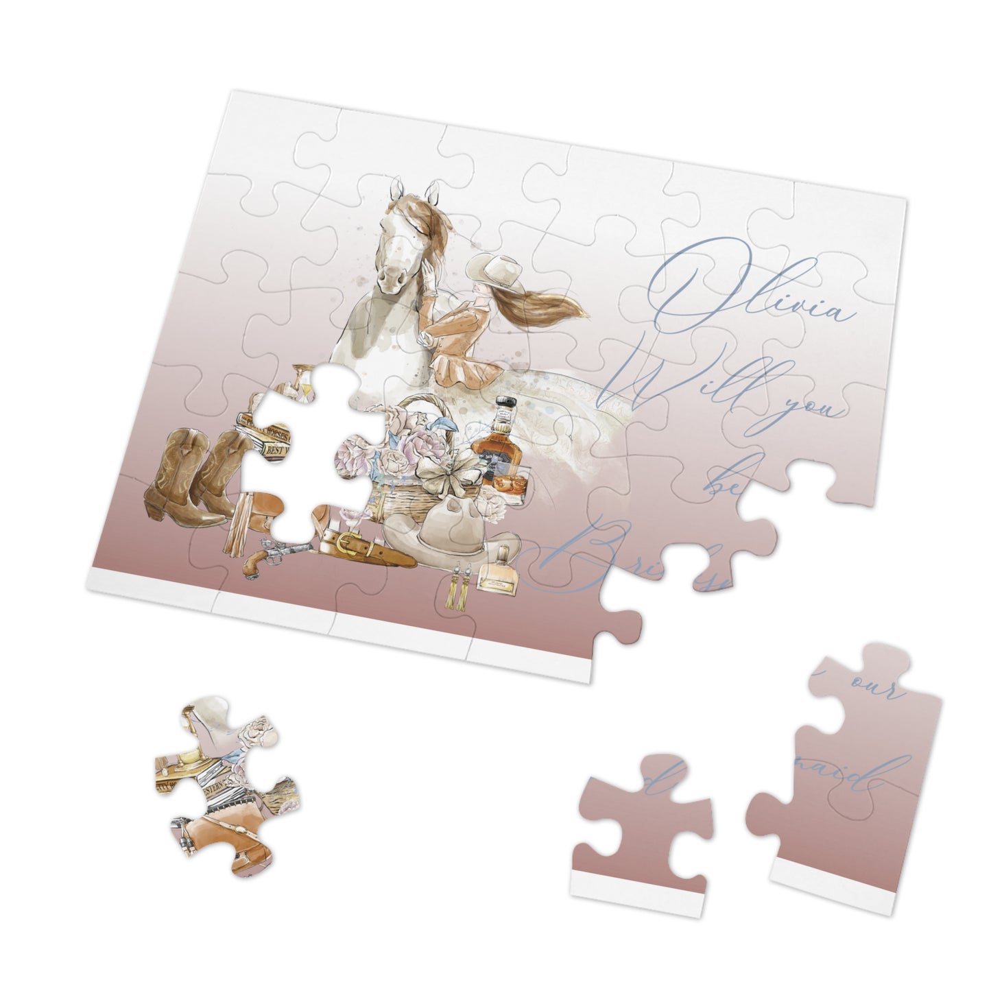 Jigsaw Puzzle, Western, Romance Floral, Bridal, Will you be our Bridesmaid, Personalised/Non-Personalised (30, 110, 252, 500,1000-Piece)