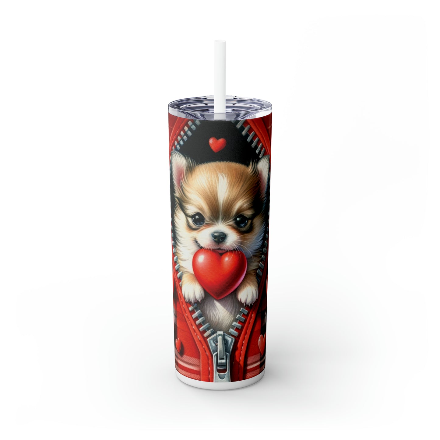 Skinny Tumbler with Straw, 20oz, Dog, Valentines Day, awd-838