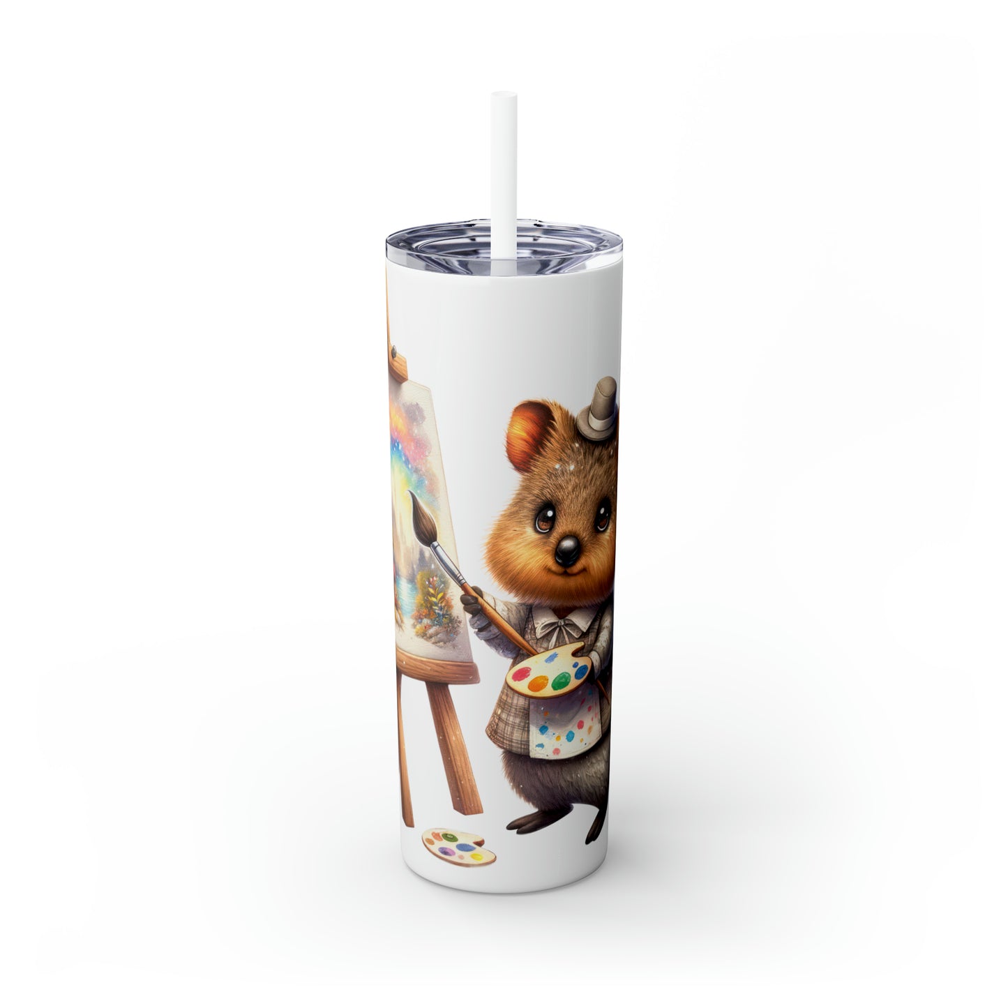 Skinny Tumbler with Straw, 20oz, Australian Animal, Quokka, awd-1328