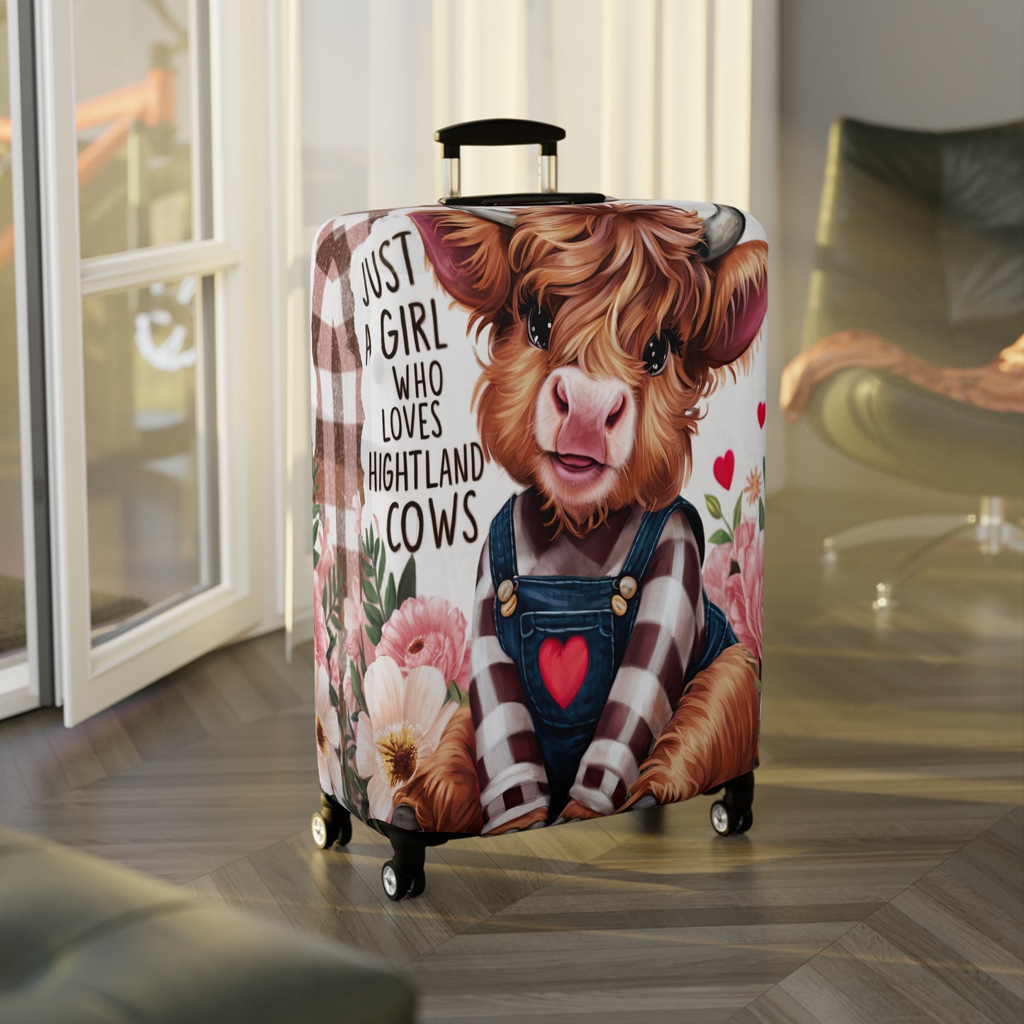 Luggage Cover, Just a Girl who Loves Highland Cows, awd-3087