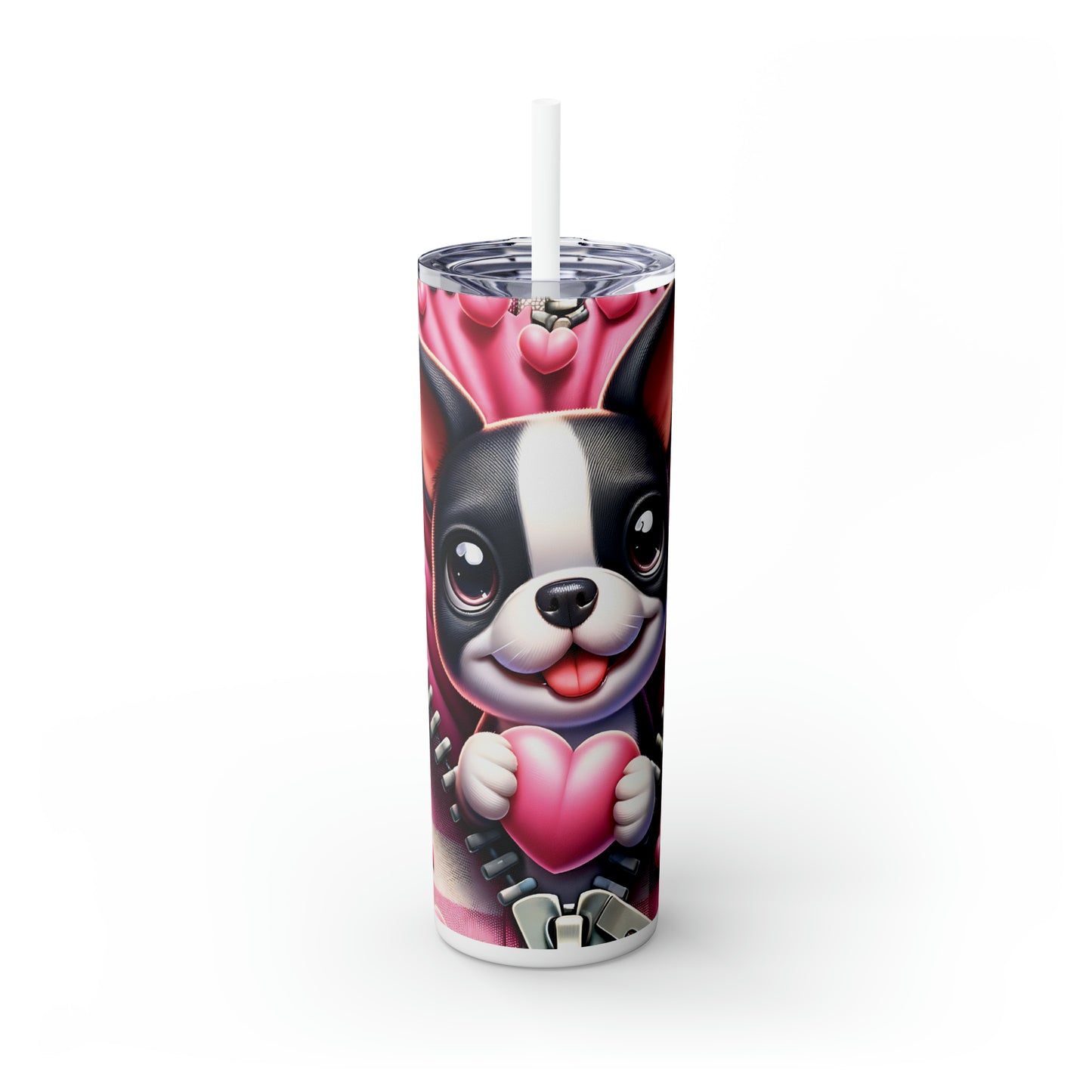 Skinny Tumbler with Straw, 20oz, Dog, Valentines Day, awd-1121