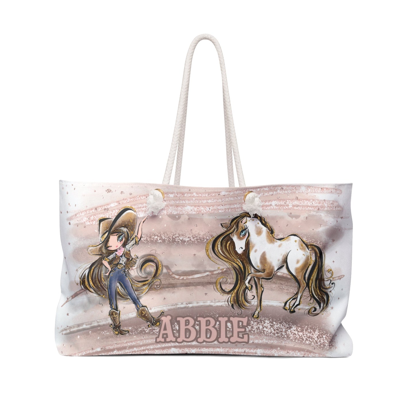 Personalised Weekender Bag, Cowgirl and Horse, Large Weekender Bag, Beach Bag, Book Bag