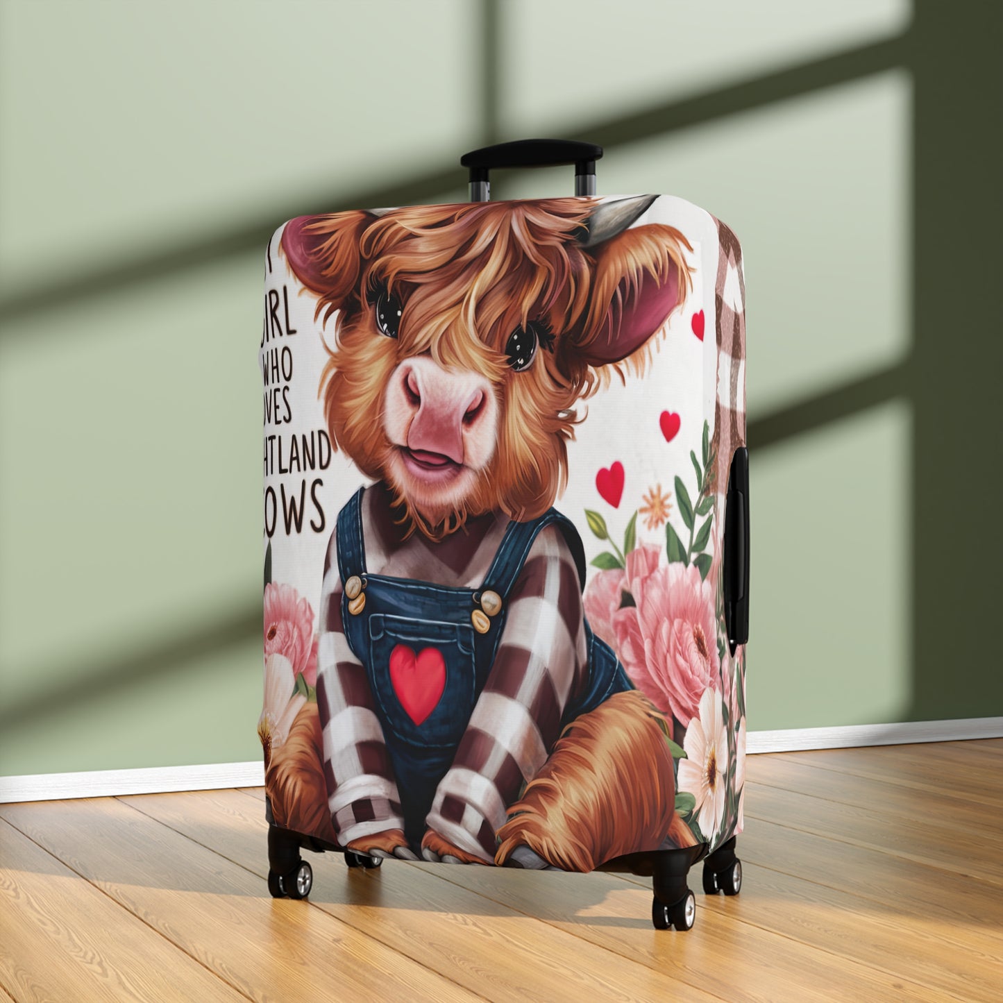 Luggage Cover, Just a Girl who Loves Highland Cows, awd-3087