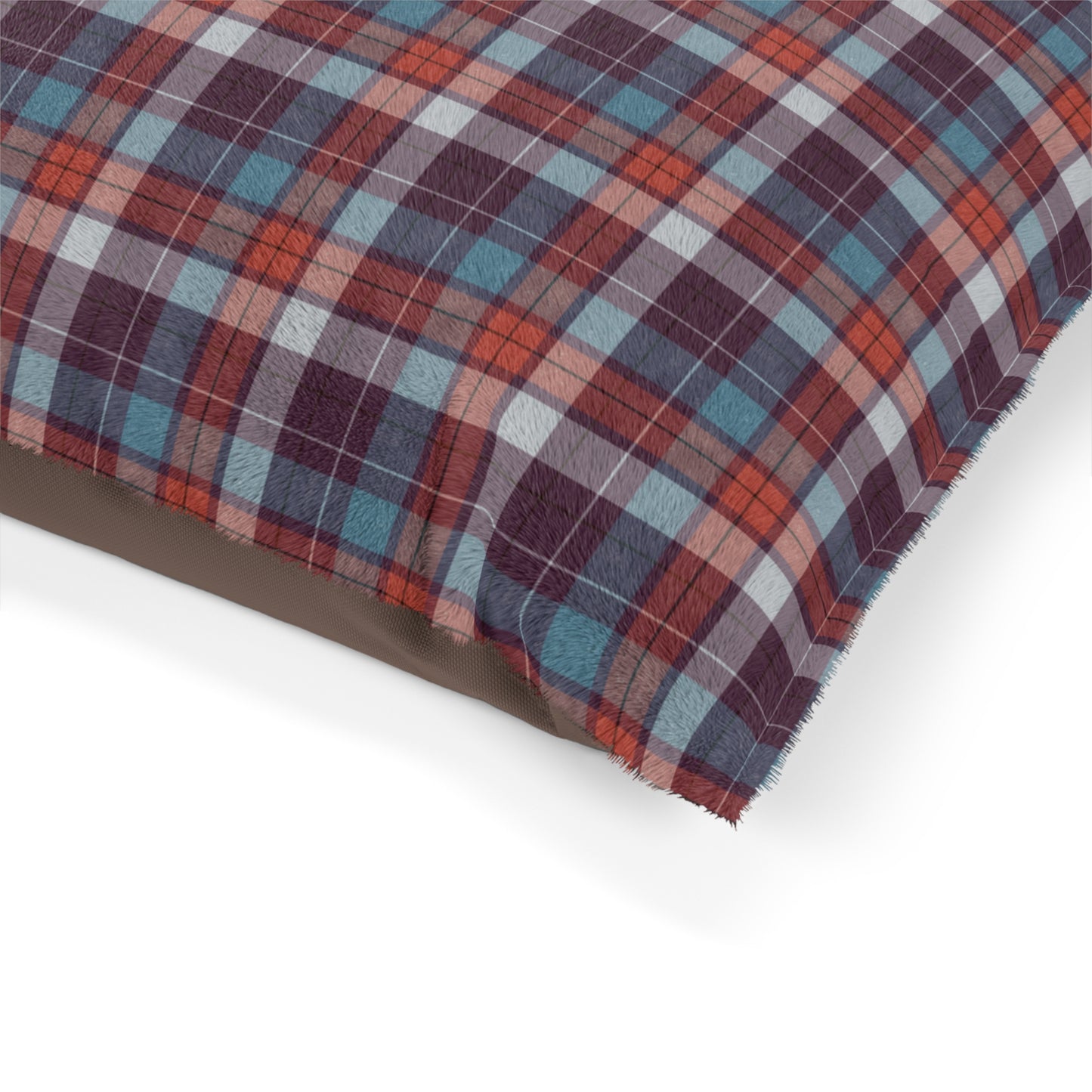 Luxury Pet Bed, feather soft fleece, Maroon Tartan