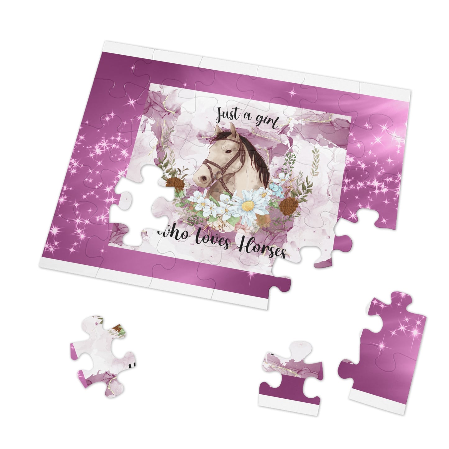 Jigsaw Puzzle, Just a Girl Who Loves Horses, Personalised/Non-Personalised (30, 110, 252, 500,1000-Piece)