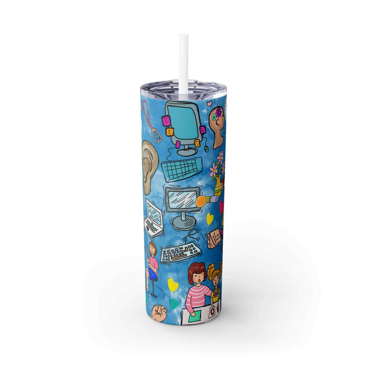 Skinny Tumbler with Straw, 20oz, Teacher, School Psychologist