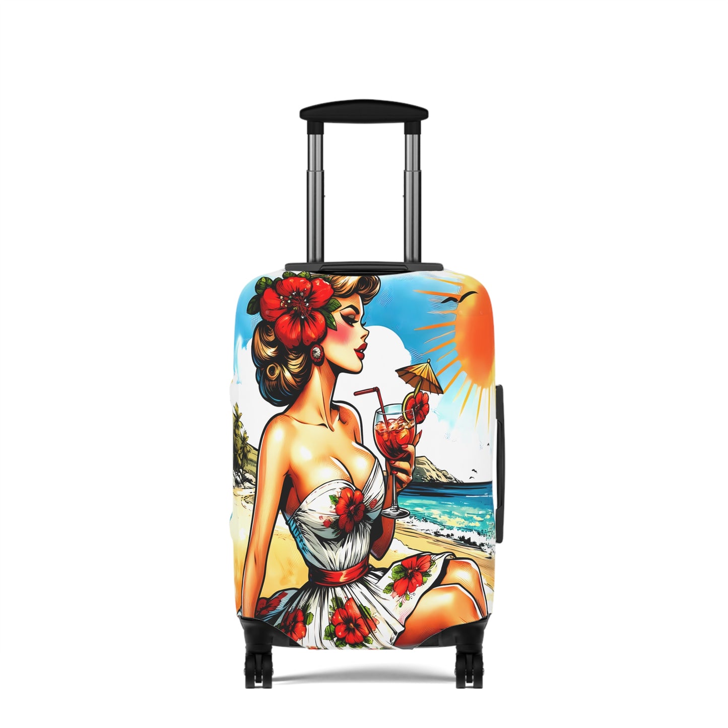 Luggage Cover, Retro Girl, at the Beach, awd-3002