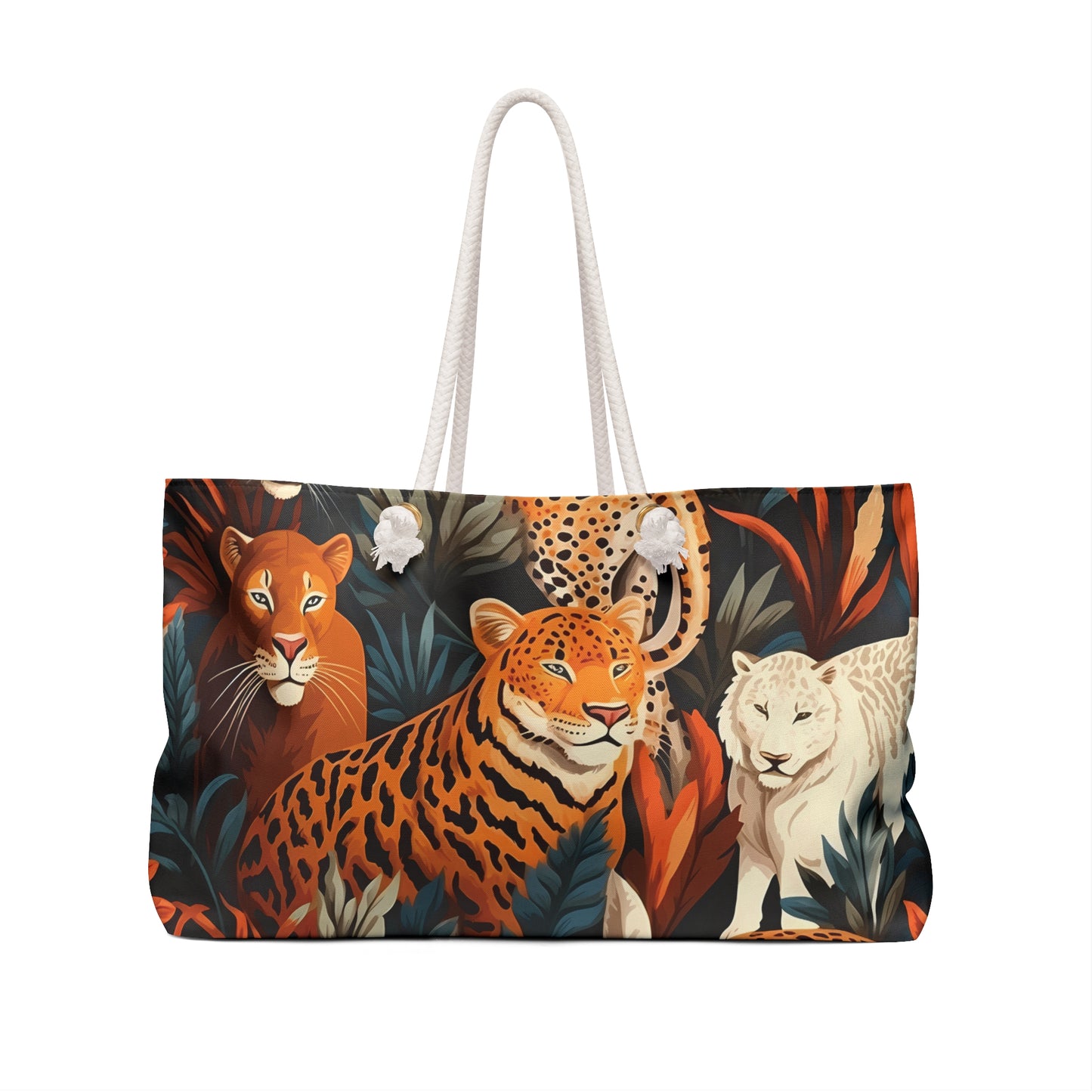 Personalised/Non-Personalised Weekender Bag, Wild Animals, Leopards, Large Weekender Bag, Beach Bag, Book Bag