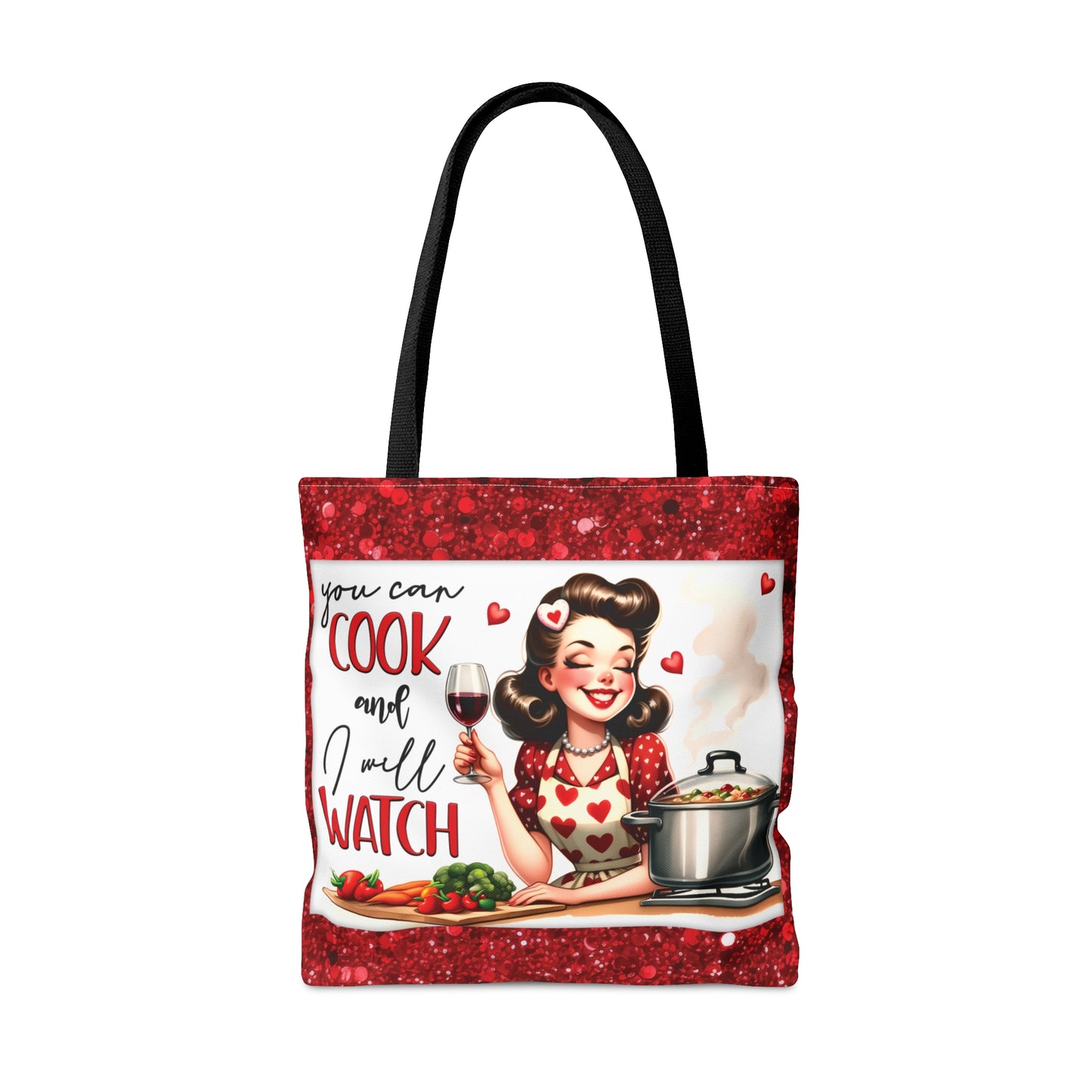 Tote Bag, Retro, You can cook and I will Watch