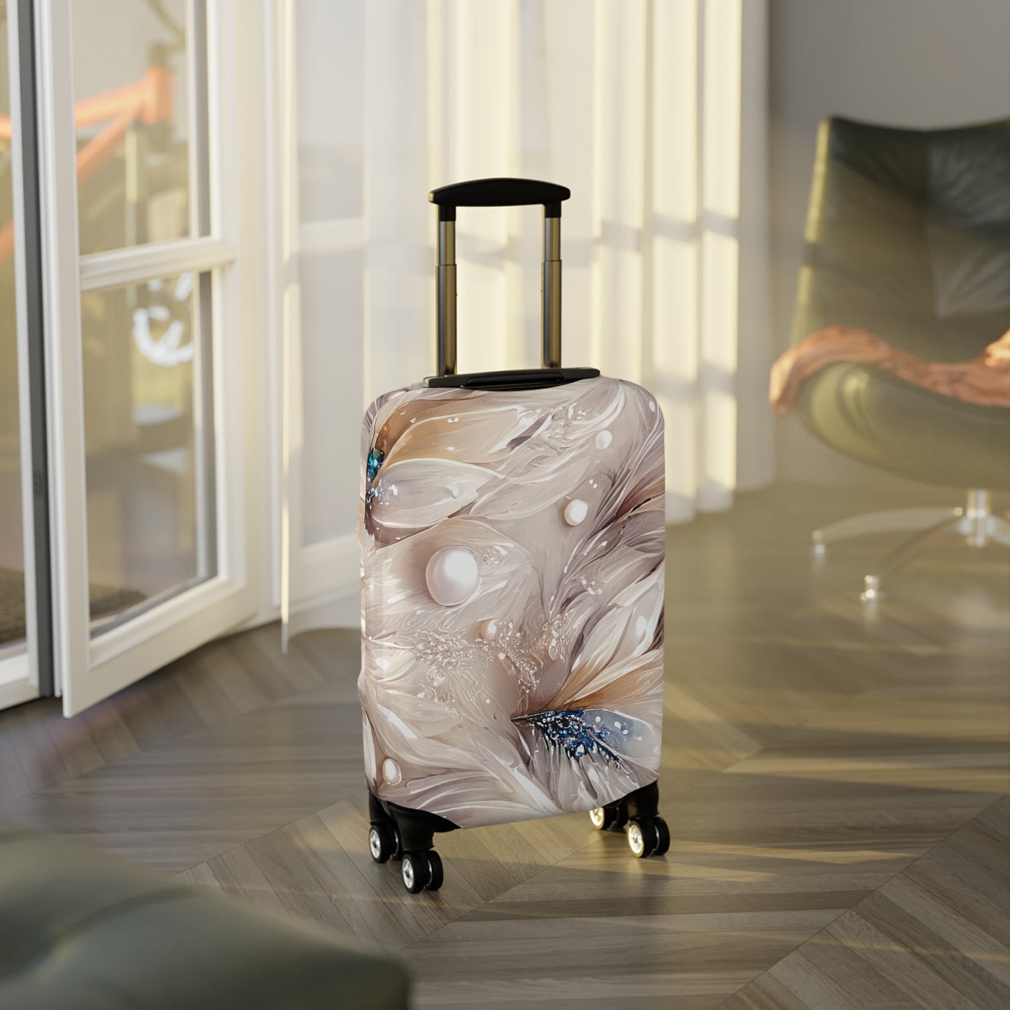 Luggage Cover, Beige Floral-3