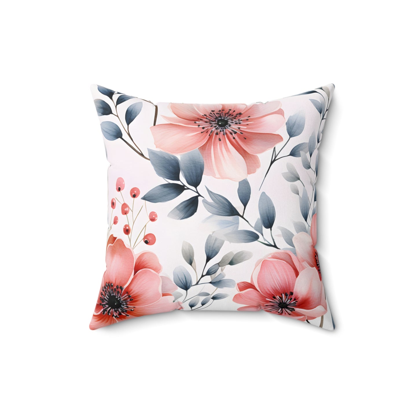 Spun Polyester Square Pillow, Floral Cushion