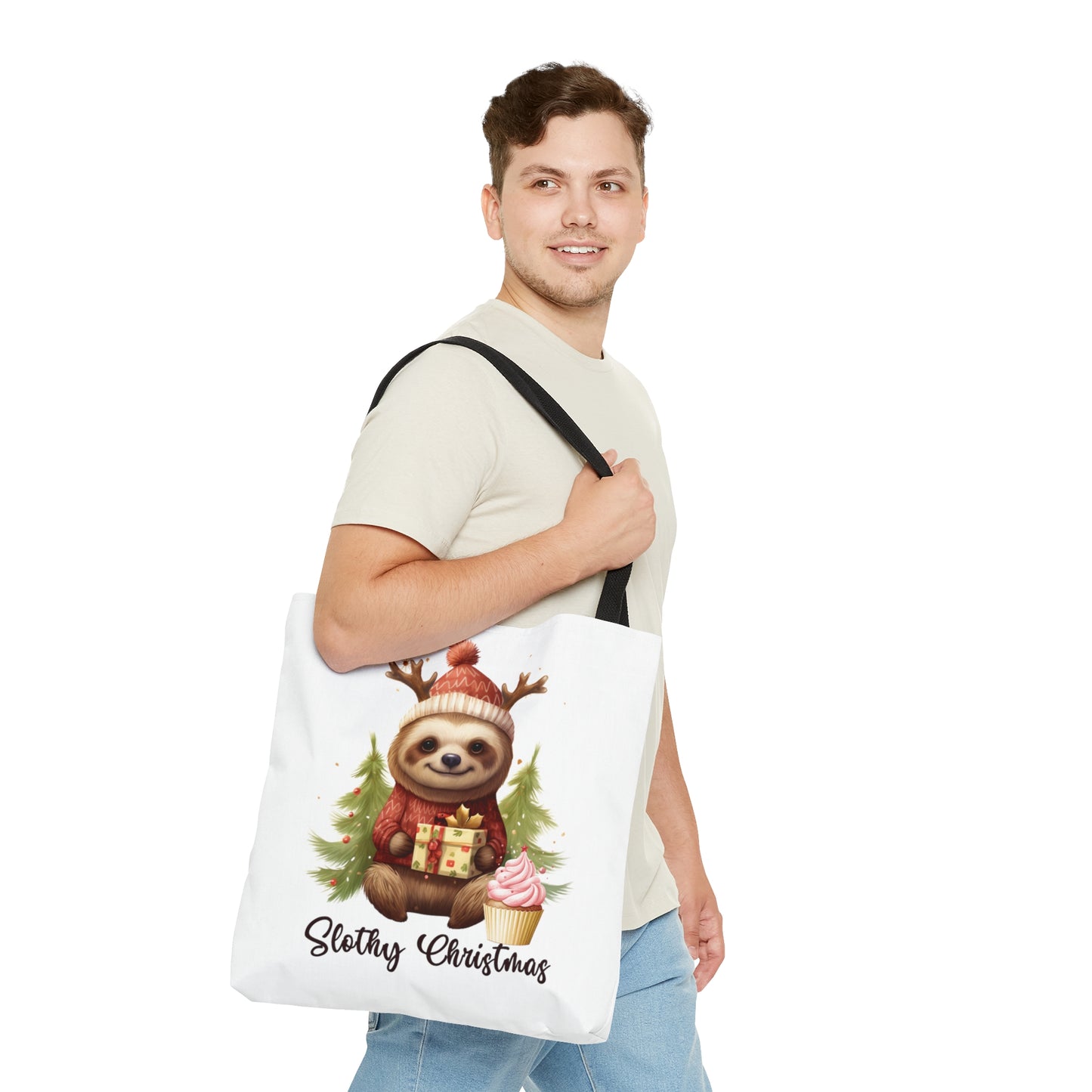 Tote Bag, Christmas, Sloth, Personalised/Non-Personalised Tote bag