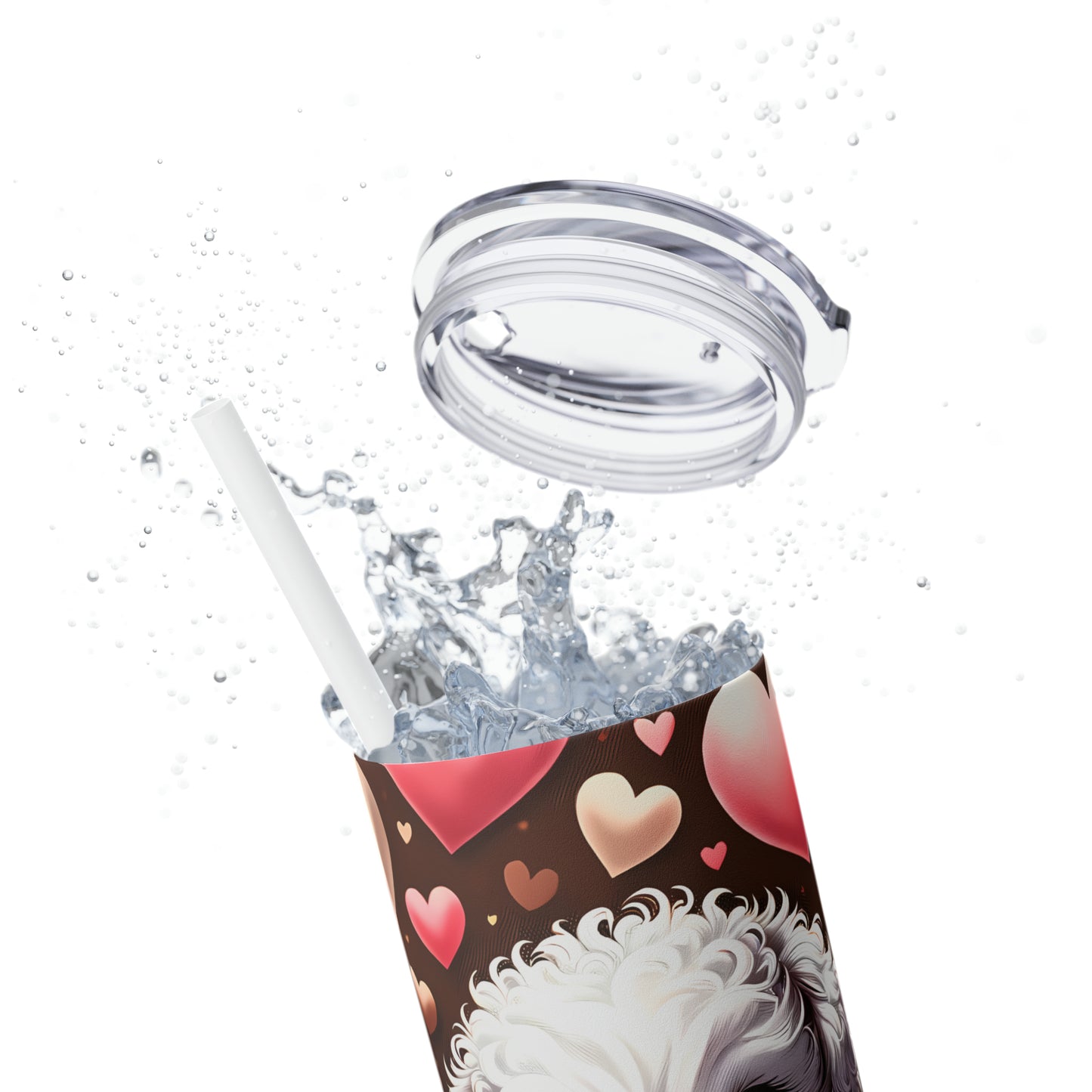 Skinny Tumbler with Straw, 20oz, Dog, Valentines Day, awd-870