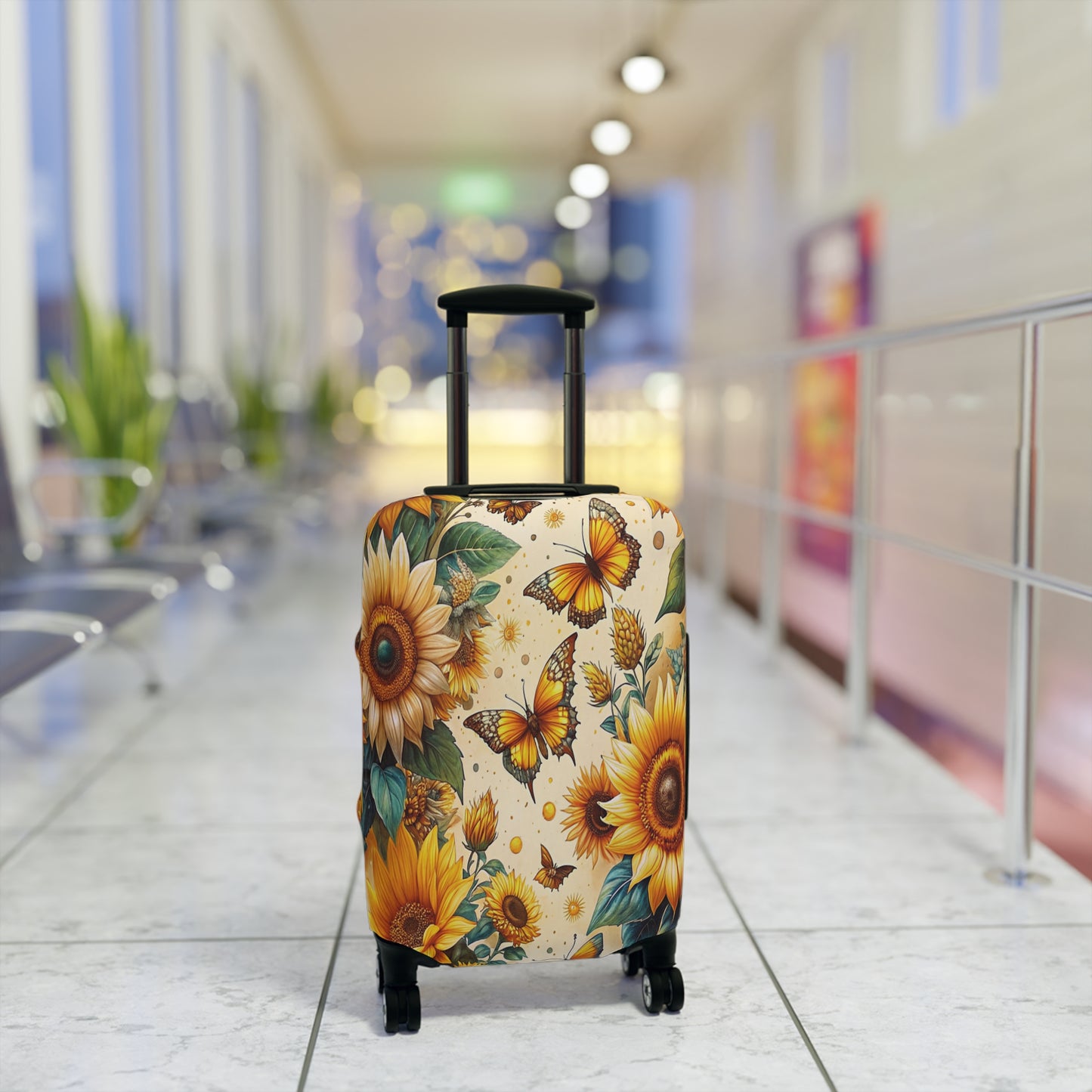 Luggage Cover, Floral, Sunflowers and Butterflies, awd-3076