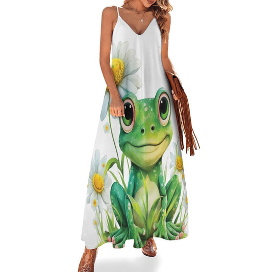 Frog Spaghetti Strap Ankle-Length Dress Long dress