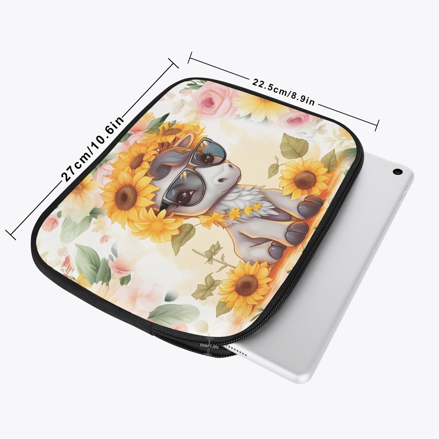 Tablet Sleeve - Donkey, Sunflowers, awd-655