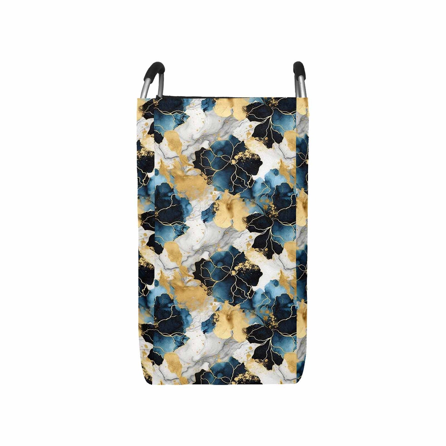 Blue Ink Floral  Square Laundry Basket