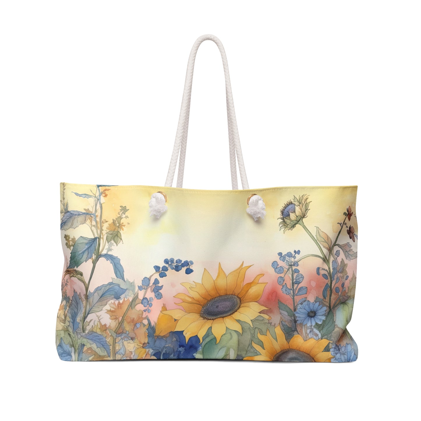 Personalised/Non-Personalised Weekender Bag, Floral, Sunflower, Weekender Bag, Beach Bag, Book Bag