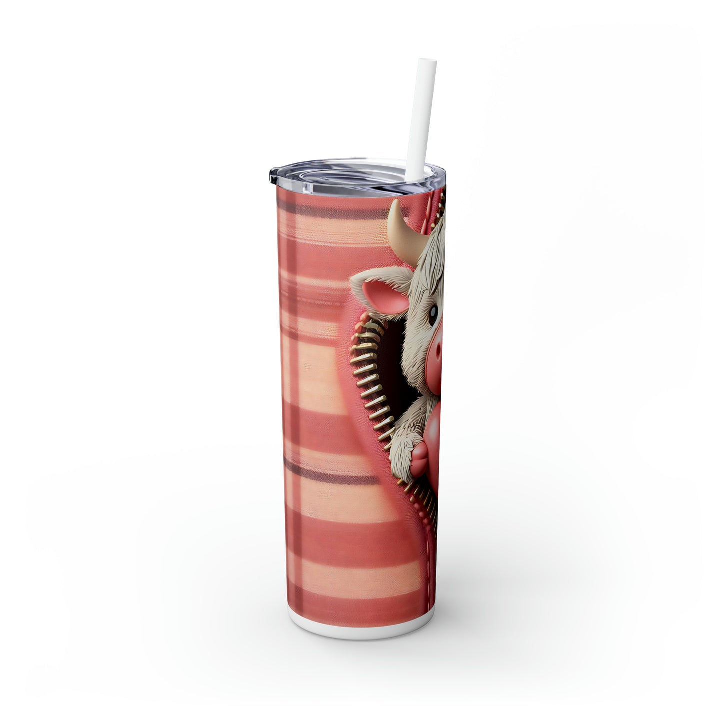 Skinny Tumbler with Straw, 20oz, Highland Cow, Valentines Day, awd-953