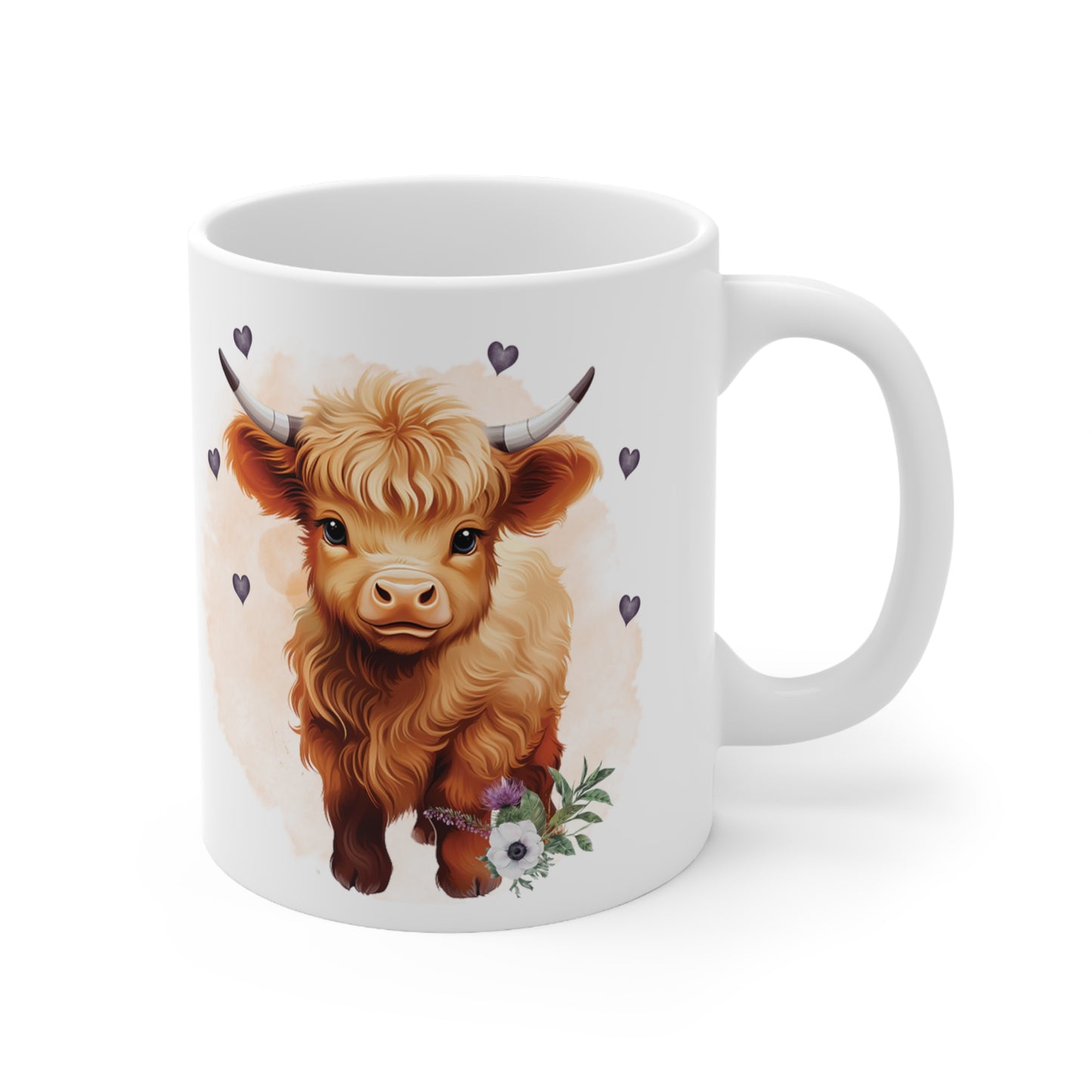 Personalised/Non Personalised Highland Cow, Ceramic Mug 11oz, Highland Cow Mug