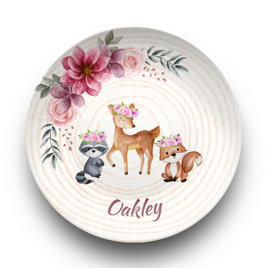 Woodland Animals Personalised Plate