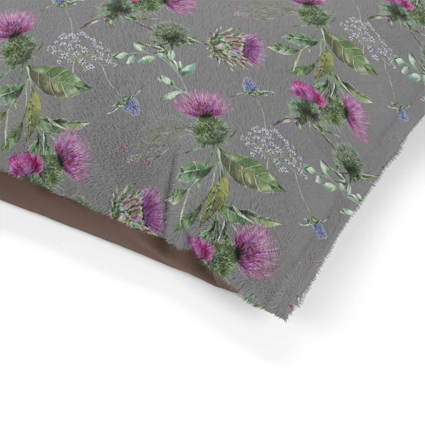 Luxury Pet Bed, feather soft fleece, Scottish Floral  Thistle