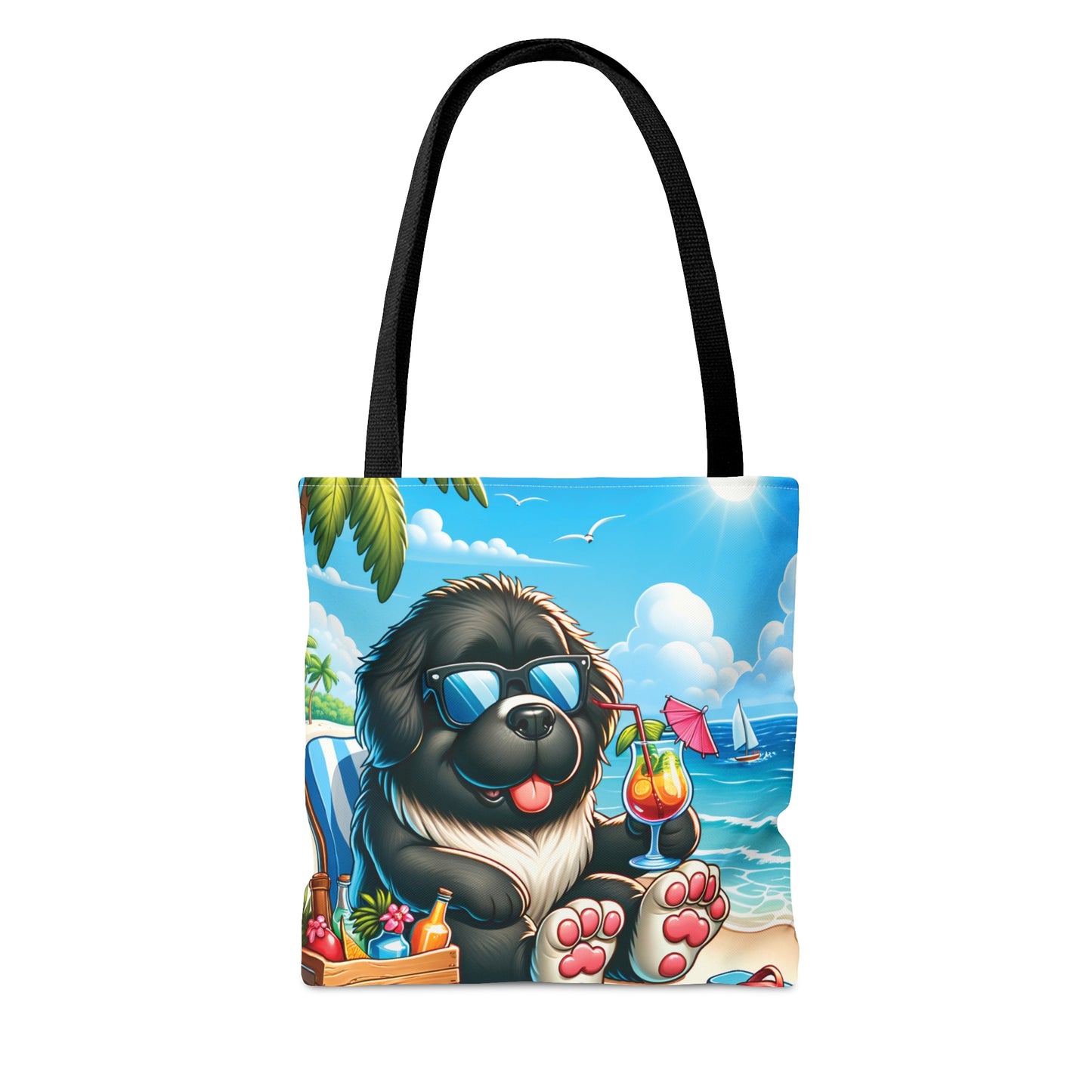 Tote Bag, Dog on Beach, New foundland, Tote bag,  awd-1227