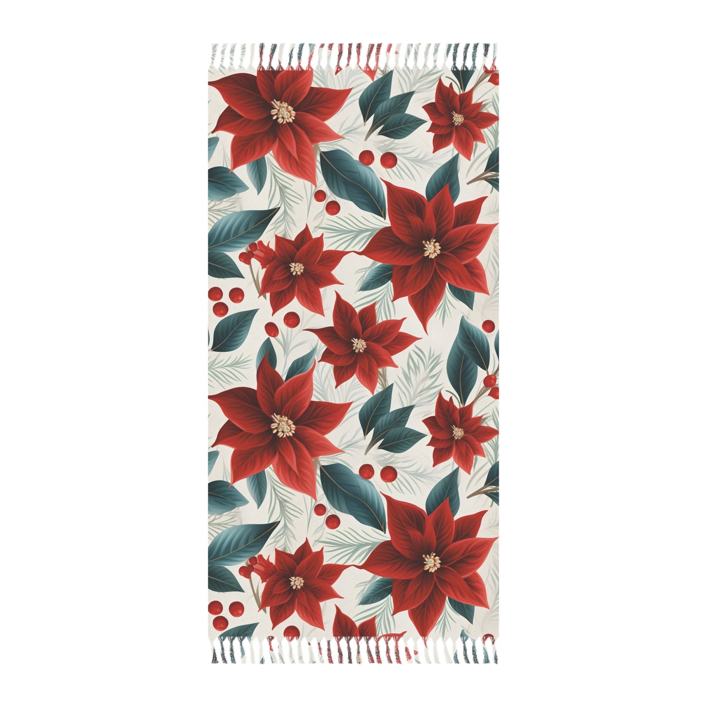 Boho Beach Towel, Poinsettia Flowers