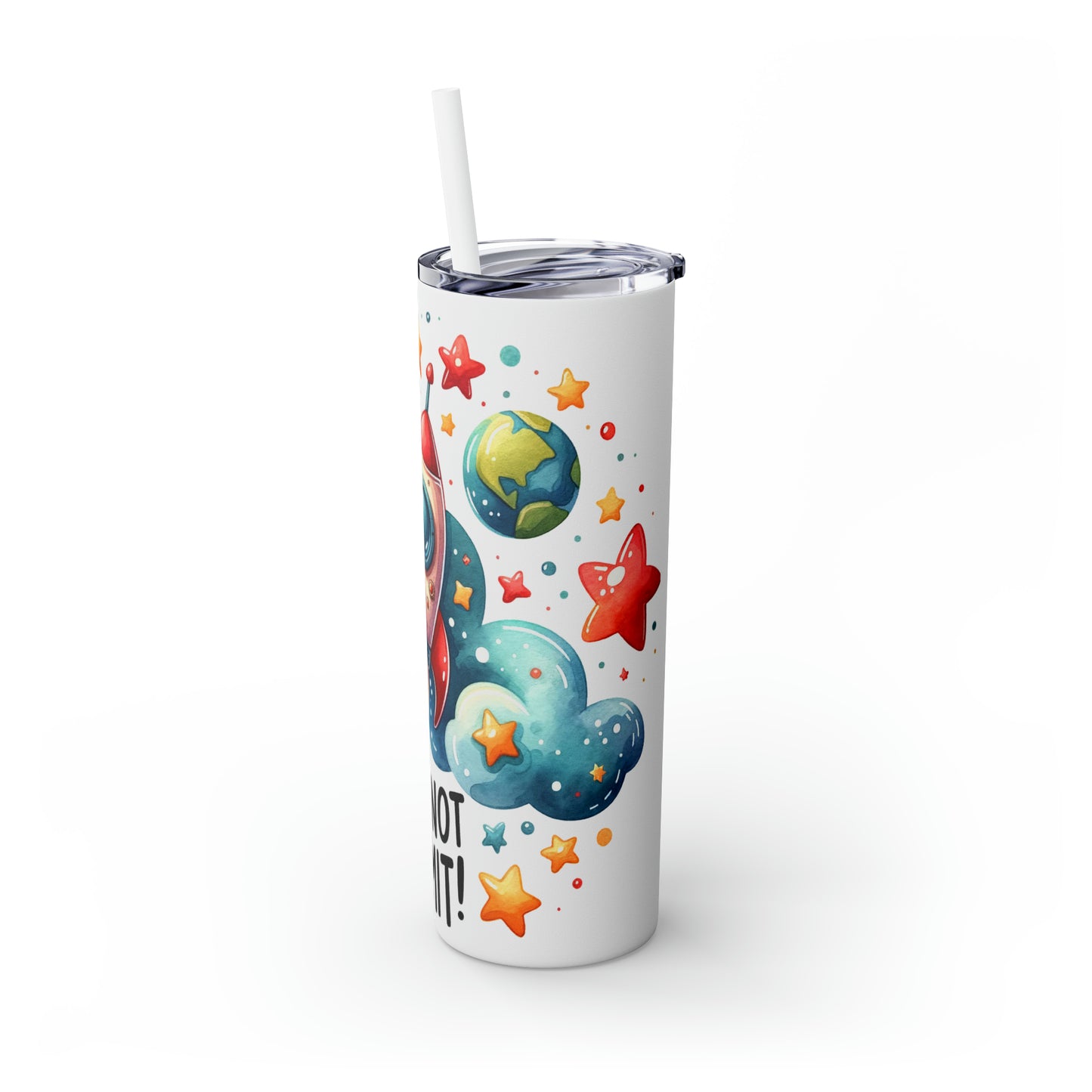 Skinny Tumbler with Straw, 20oz, Rocket, Sky's Not the Limit