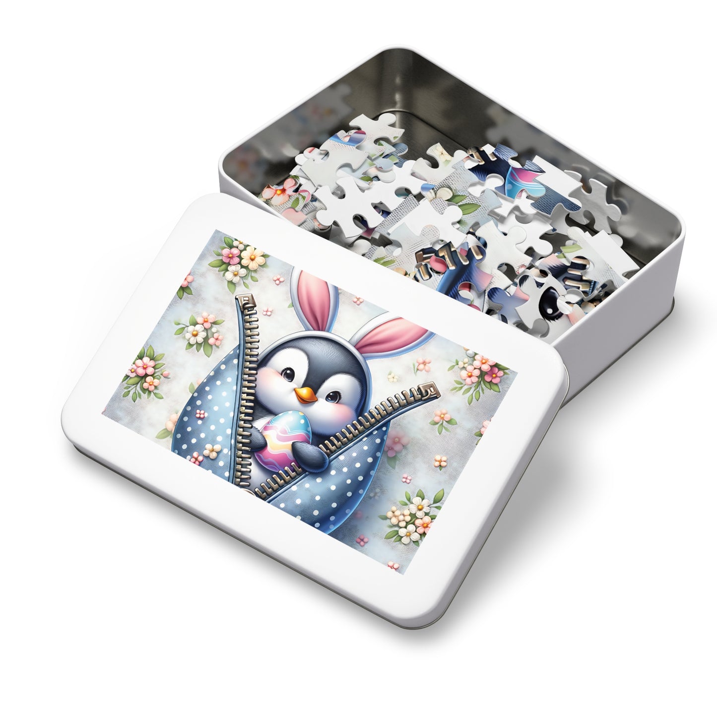 Jigsaw Puzzle, Easter, Penguin with Bunny Ears, Personalised/Non-Personalised (30, 110, 252, 500,1000-Piece)