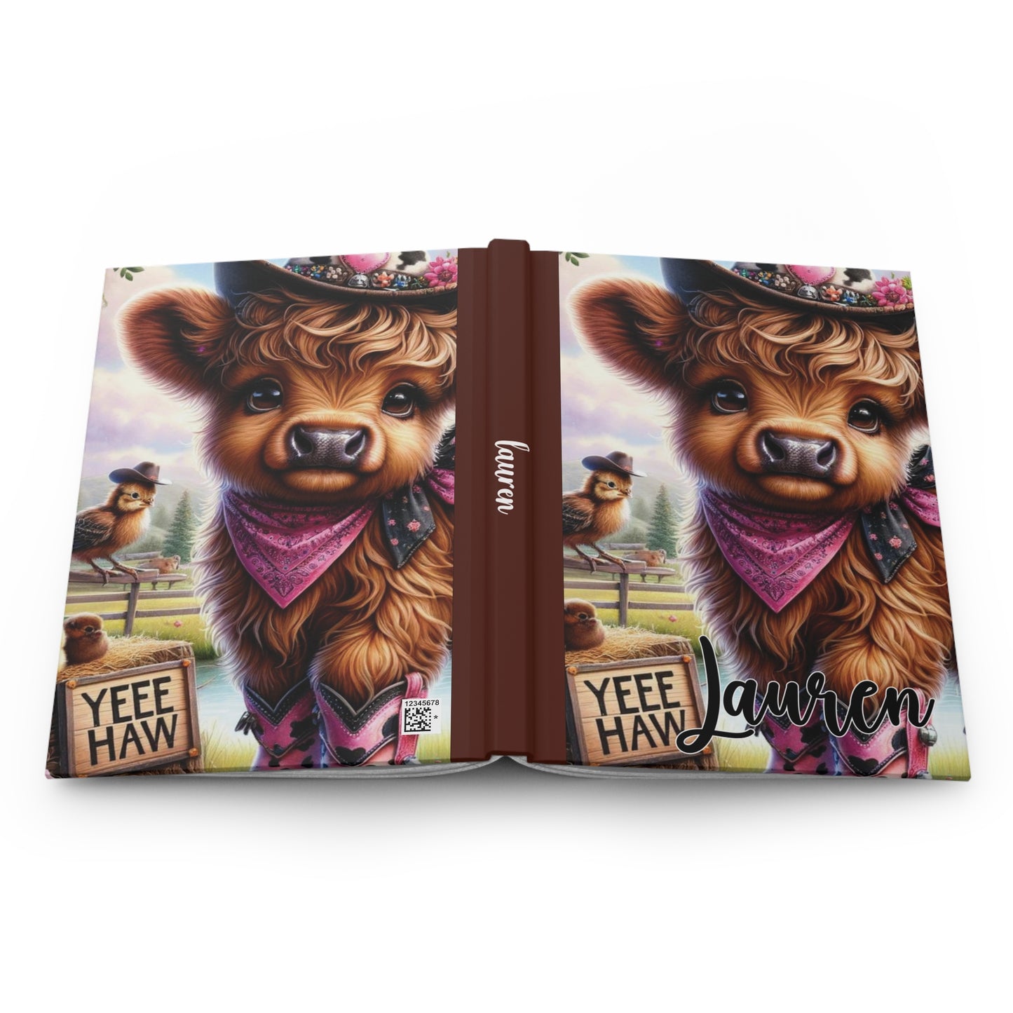 Personalised Hardcover Journal Matte, Highland Cow, awd-1417