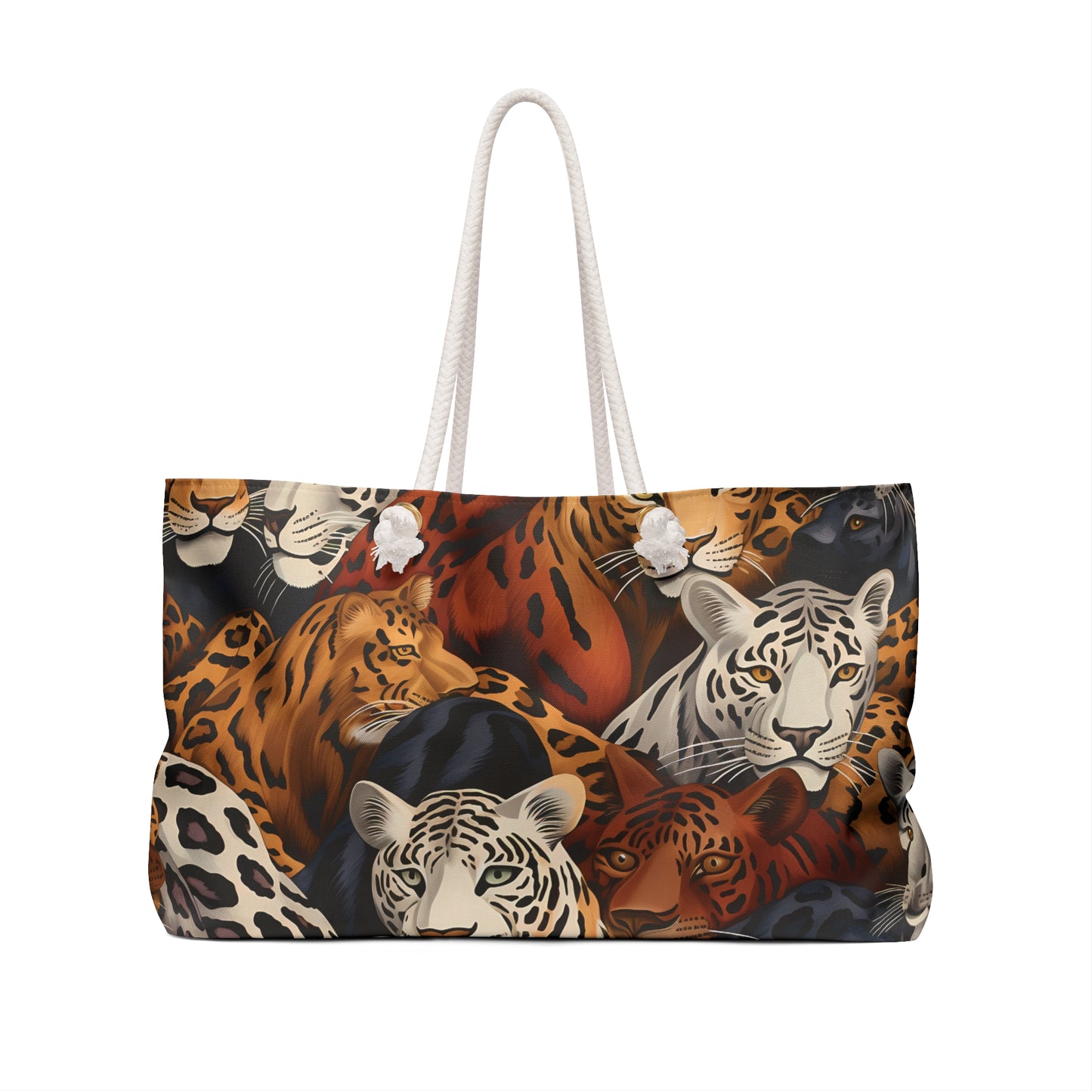 Personalised/Non-Personalised Weekender Bag, Wild Animals, Leopards, Large Weekender Bag, Beach Bag, Book Bag