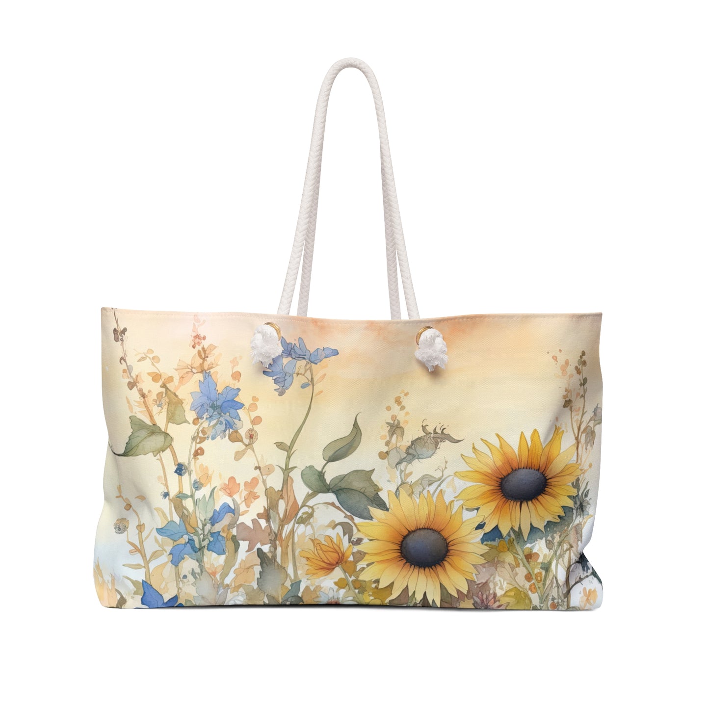 Personalised/Non-Personalised Weekender Bag, Floral, Sunflowers, Weekender Bag, Beach Bag, Book Bag