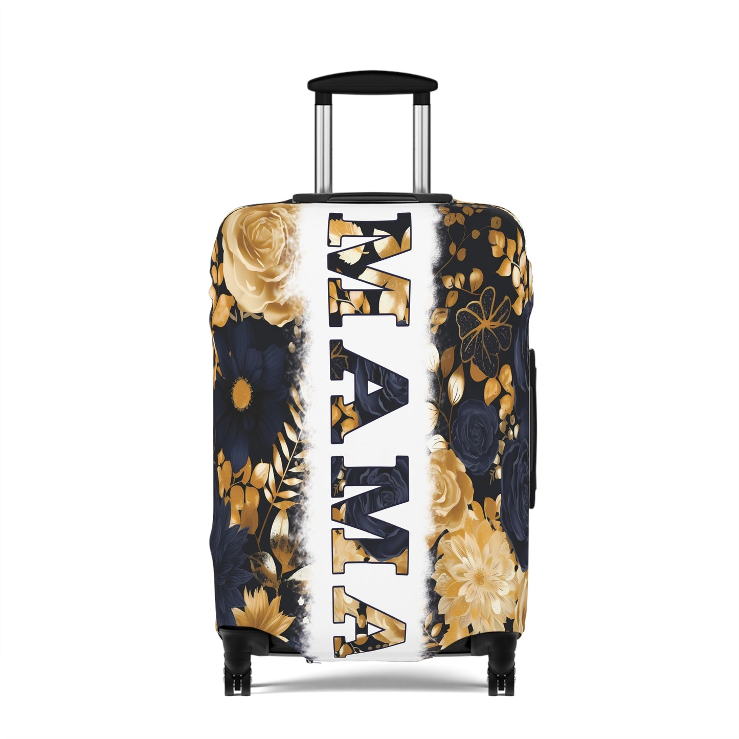 Luggage Cover, Black and Gold Floral, Mama, awd-3111