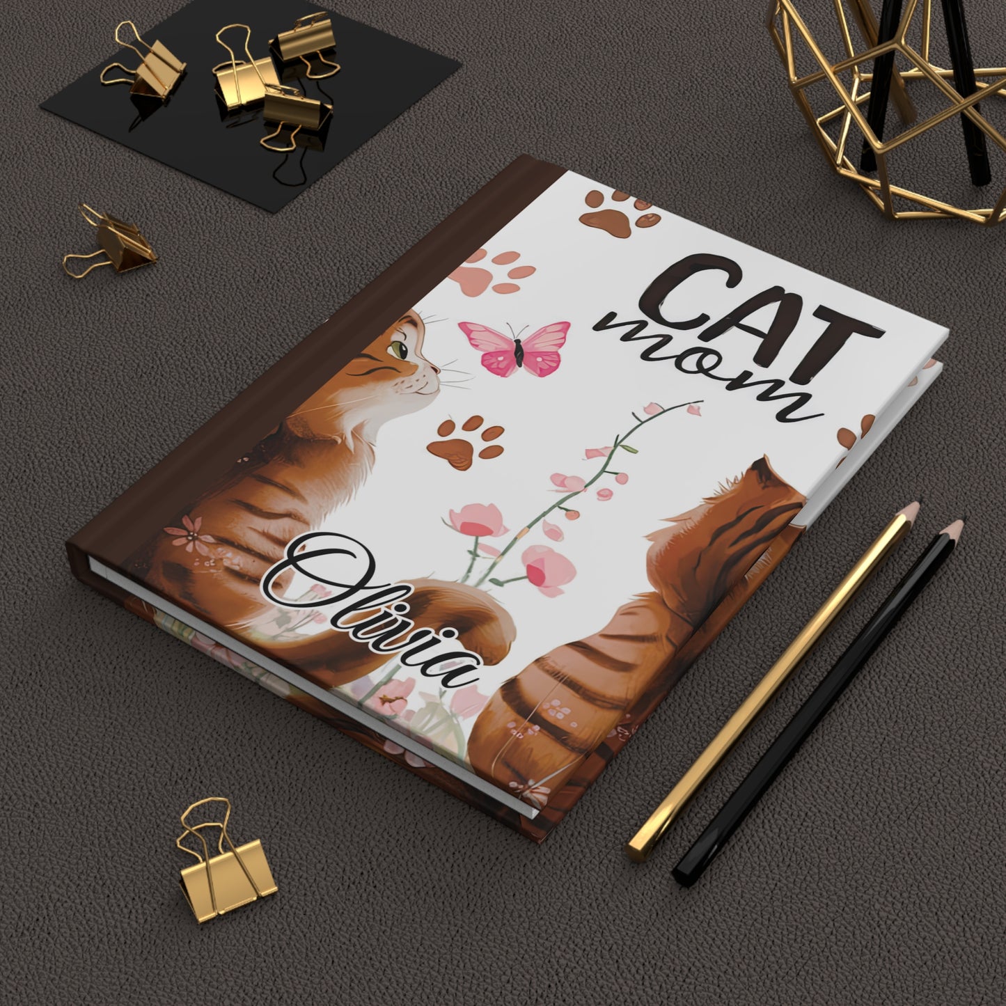 Personalised Hardcover Journal Matte, Cat Mom, awd-1472