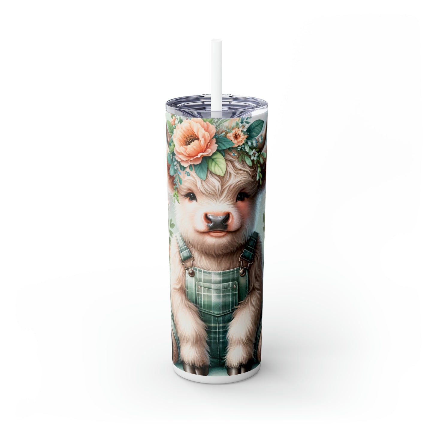 Skinny Tumbler with Straw, 20oz, Highland Cow, awd-1158