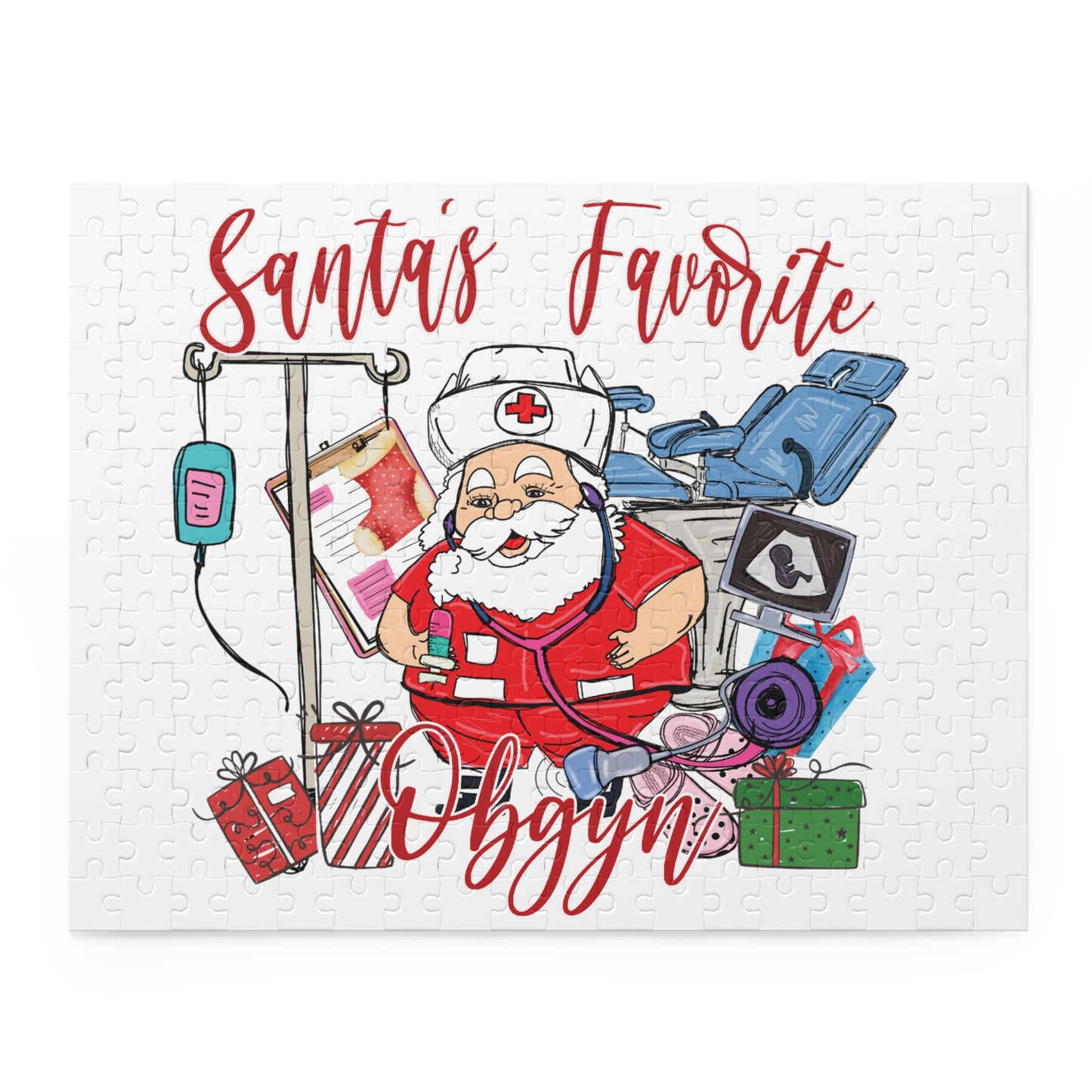 Personalised/Non-Personalised Puzzle, Santa's Favorite Obgyn (120, 252, 500-Piece)