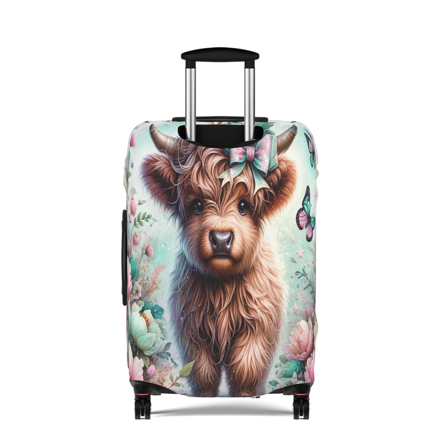 Luggage Cover, Highland Cow, Floral and Butterflies, awd-1418