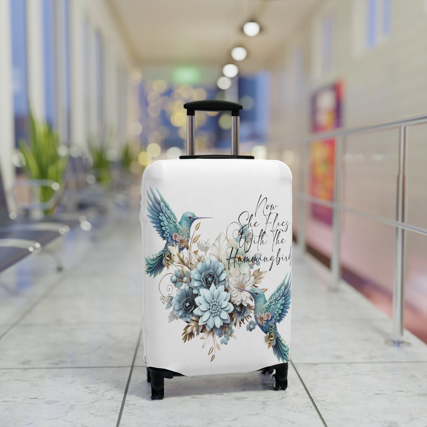 Luggage Cover, Hummingbird, Now she flies with Hummingbirds, awd-1468