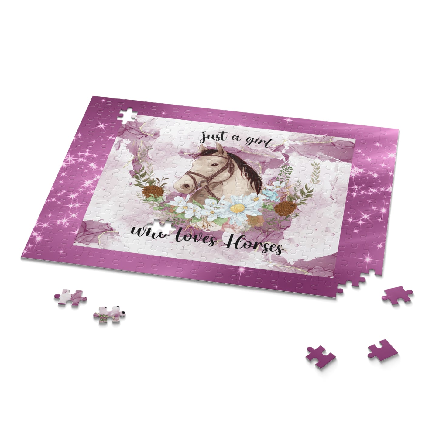 Personalised/Non-Personalised Puzzle, Just a Girl Who Loves Horses (120, 252, 500-Piece)