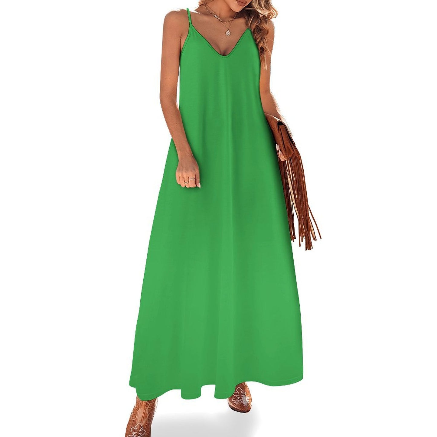 Spaghetti Strap Ankle-Length Dress Long dress Chateau Green