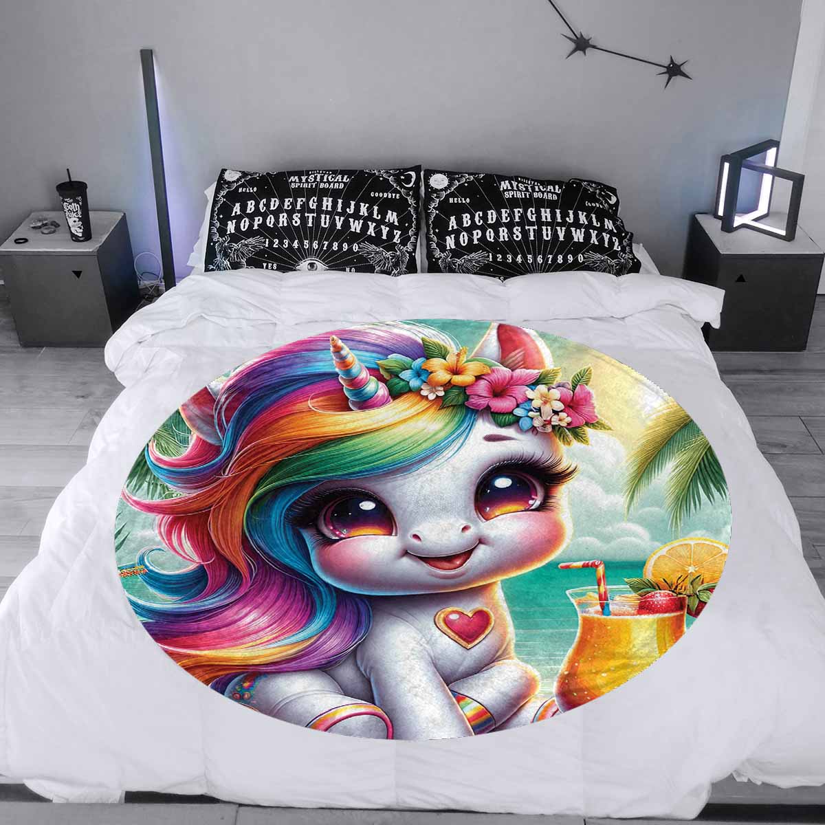 Unicorn_Awd35121  Circular Micro Fleece Blanket 47"