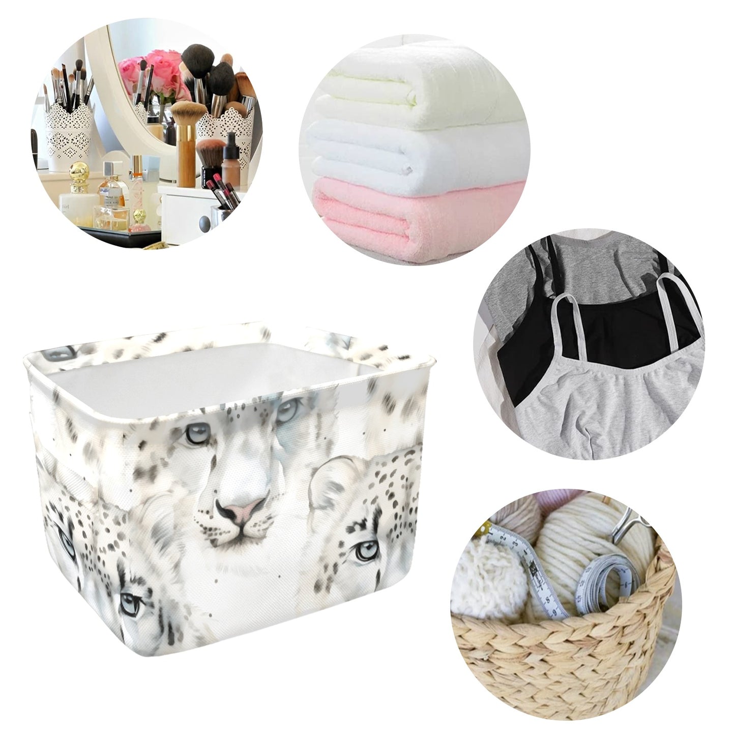 Leopard Fabric Storage Basket