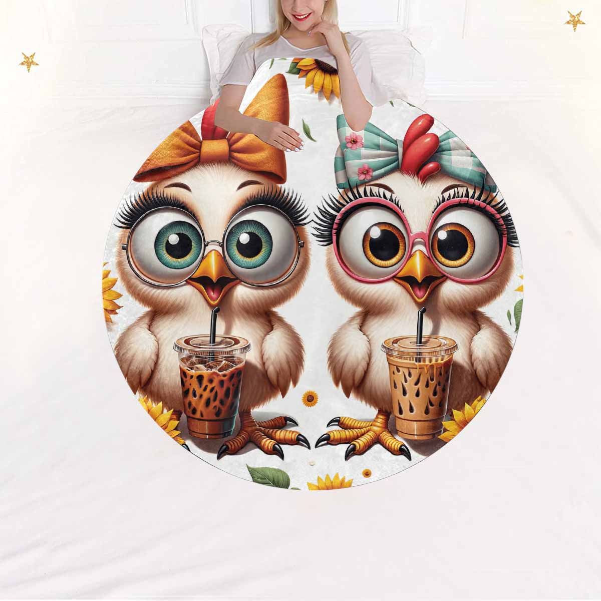 Chickens_Awd35167  Circular Micro Fleece Blanket 47"