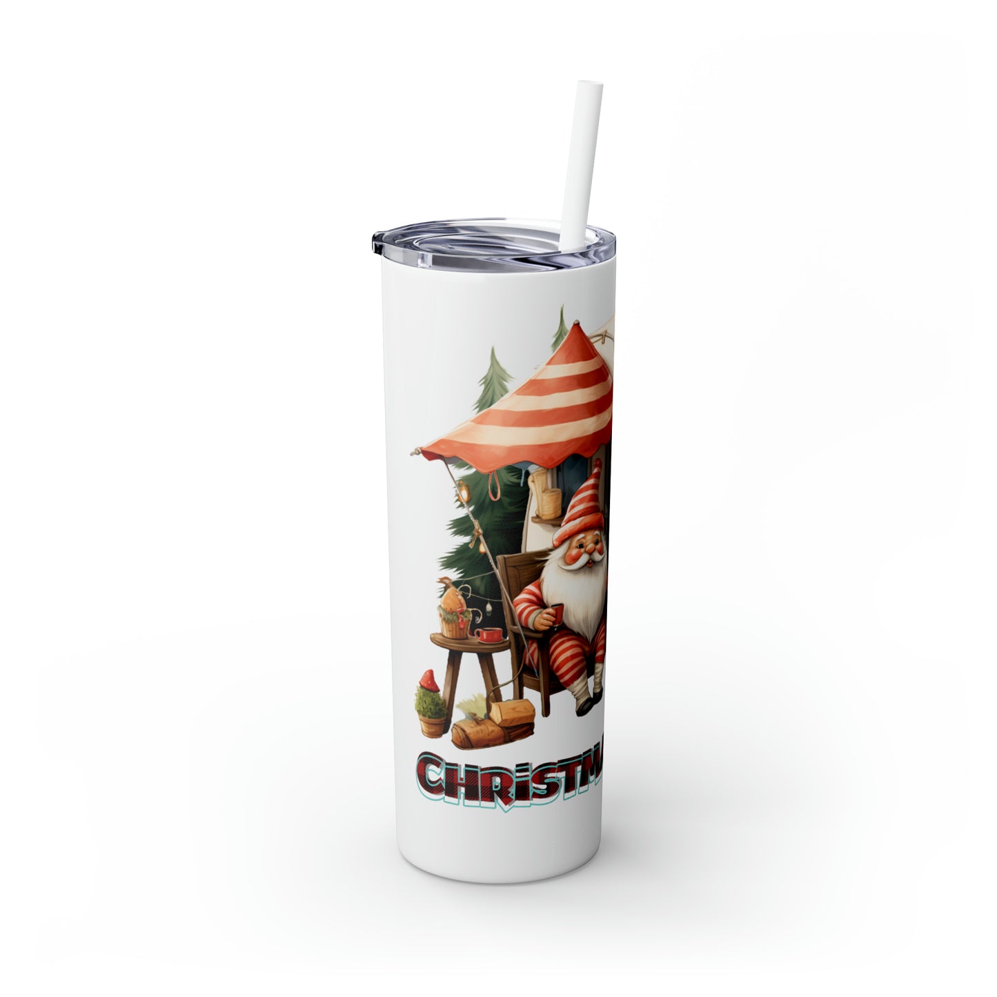 Skinny Tumbler with Straw, 20oz, Christmas Camper, awd-819