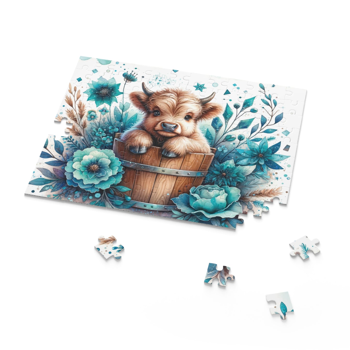 Personalised/Non-Personalised Puzzle, Highland Cow (120, 252, 500-Piece)