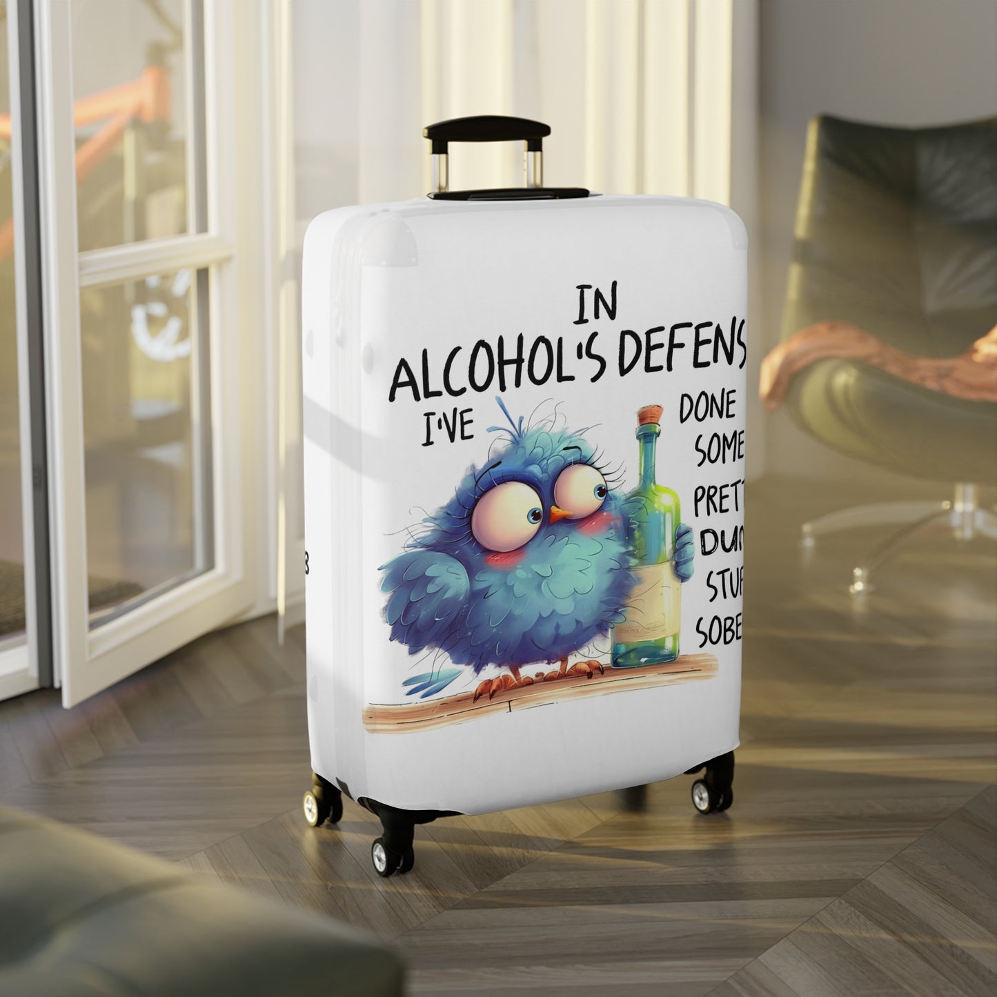 Luggage Cover, Bird, In Alcohol's Defense, awd-4007