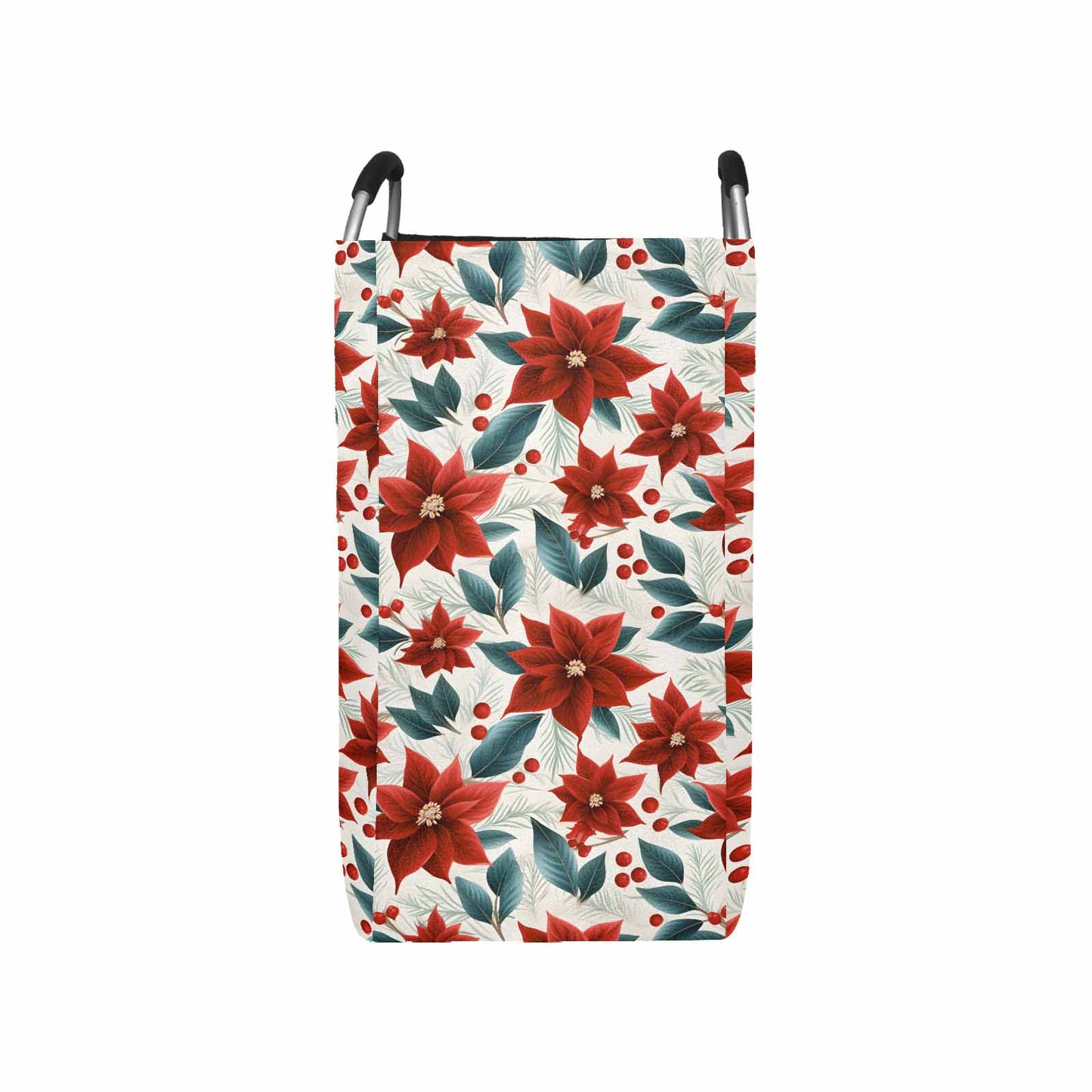 Christmas Red Poinsettia  Square Laundry Basket